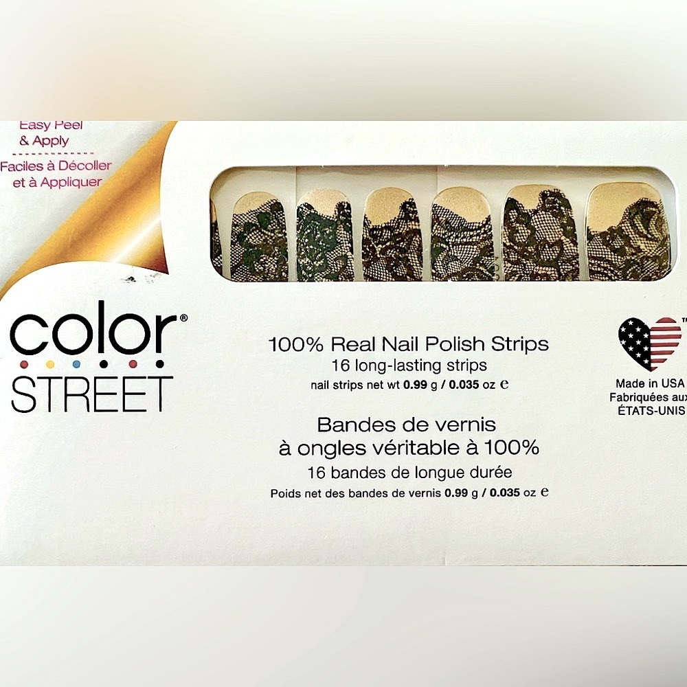 Color Street Black Nail Polish Lacy Strips Halloween Parties-NEW